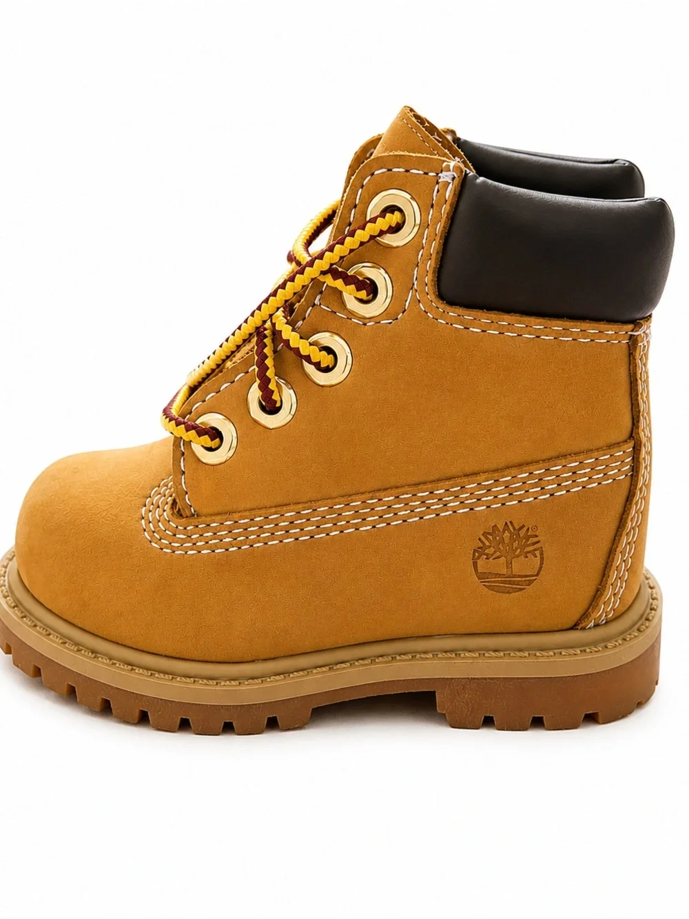 Tan Work Boots with Two-Tone Red & Yellow Laces